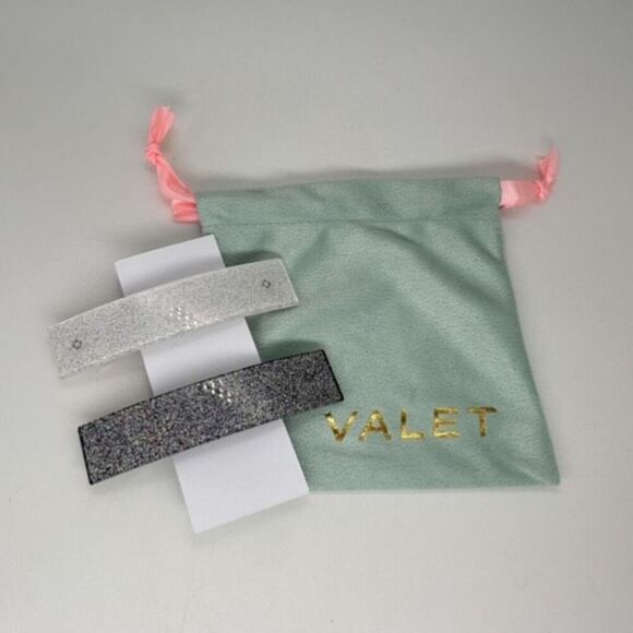 NWT Valet Studio Minnie Clips‎ Silver White glittery  glitter metallic main image 8